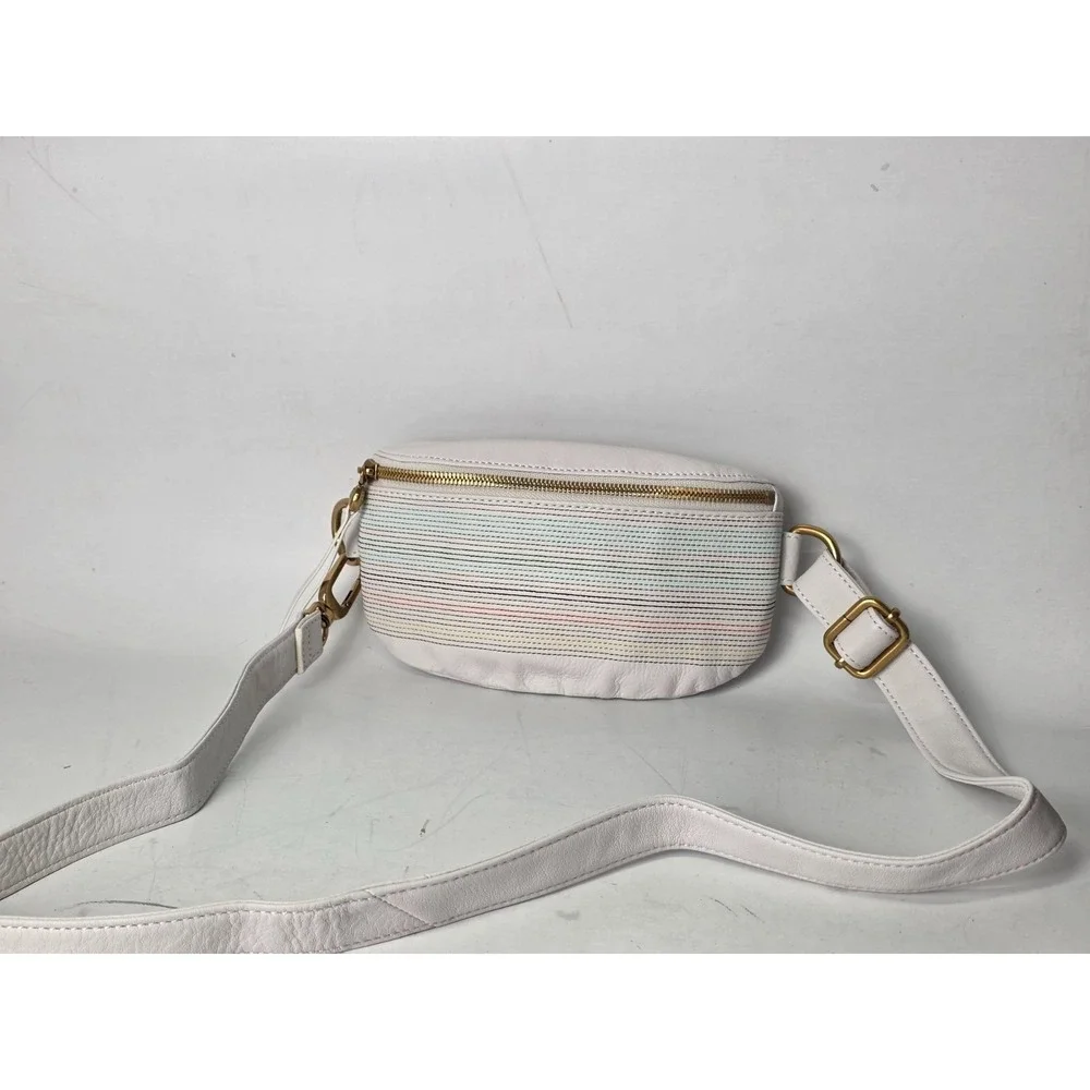 HOBO Fern Belt Bag‎ White Leather Zip Crossbody Shoulderbag